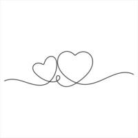 Heart love oneline continuous line drawing illustration vector
