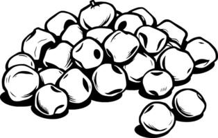 A Pile Of Round White Lentils Or Peas Isolated On White Background vector