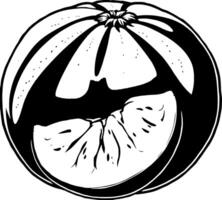 A Monochrome Illustration Of A Pomelo Fruit Showing A Whole Pomelo And A Segment In A Striking Blac vector