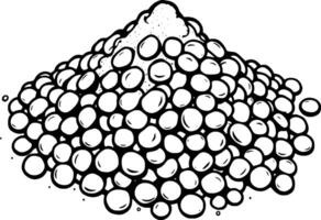A Conical Pile Of Small Round Peas With Powder On Top vector