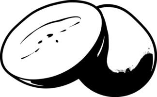 Halved Black And White Illustration Of A Single Grape vector