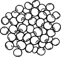 A Collection Of Round White Peas Scattered And Piled High vector