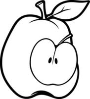 A Simple Line Drawing Of A Partially Sliced Apple With A Leaf vector