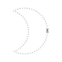 scissors on dashed line crescent shape, dash line and scissors, dash outline and scissors vector