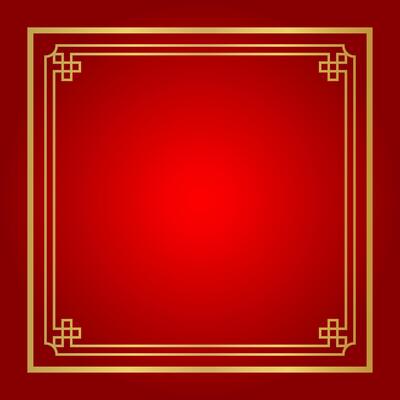 red chinese certificate square, red background, certificate line frame, antique china border gold frame, chinese new year frame outline
