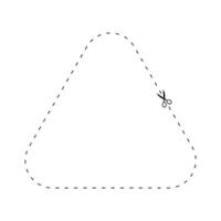 scissors on dashed line triangle shape, dash line and scissors, dash outline and scissors vector