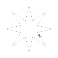 scissors on dashed line star, dash line and scissors, dash outline and scissors vector