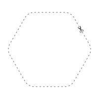 scissors on dashed line hexagon, dash line and scissors, dash outline and scissors vector