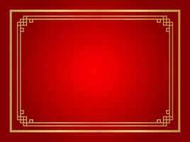 red chinese certificate frame rectangle, red background, certificate line frame, antique border gold frame, chinese new year frame vector
