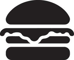 Monochrome Burger Silhouette Logo, Flat Icon on White Background vector