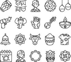 Holi Festival Icon Set - Celebrate with Colors vector