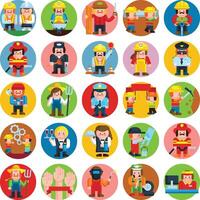 Various workers and professionals in a circle collection. vector