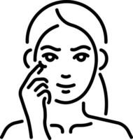 A girl wearing eye lens, linear style icon vector