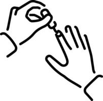 A linear style icon of applying nail polish on hands vector