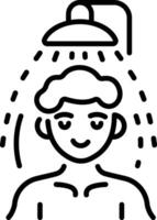 A linear icon showing a character taking shower vector