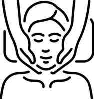 A character doing facial massage, linear style icon vector