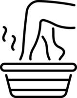 A linear style icon showing foot spa vector
