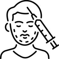 A linear style icon showing botox injection treatment vector