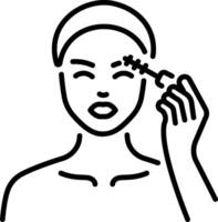 A girl fixing eyebrows icon in linear style vector