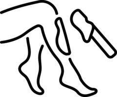A linear style icon of leg waxing vector