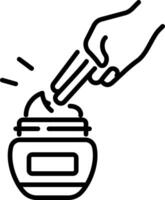 A linear style icon of a beauty cream jar vector