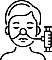 A linear style icon showing a character doing oxygen facial vector