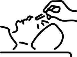 A linear style icon showing rhinoplasty treatment of a character vector