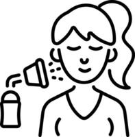 A girl using facial steamer, linear style icon vector