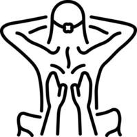 A character doing back massage, linear icon vector