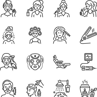 Set of Linear Style Beauty Salon Icons