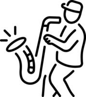A linear style icon showing a saxophonist vector
