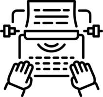 A linear style icon of a typewriter vector