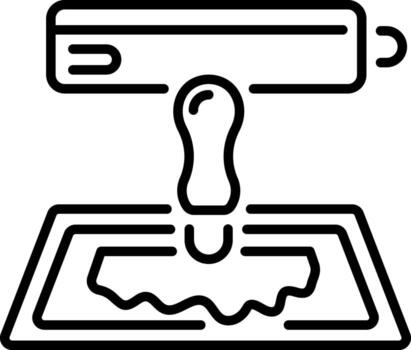 A linear style icon showing print making process vector