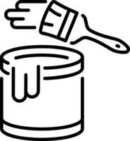 Paint bucket with a brush, line style icon vector