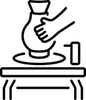 A linear style icon of a pottery wheel vector
