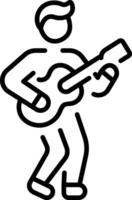 A character playing guitar icon in linear style vector