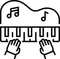 Playing piano with hands, linear style icon vector