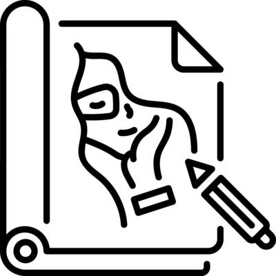 A linear style icon of a sketching book