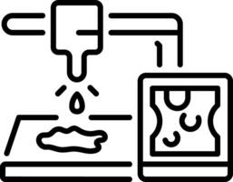 Casting resin with a tool, linear style icon vector