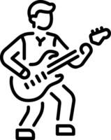 A linear style icon of a guitarist character vector