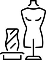 A linear style icon showing a mannequin vector