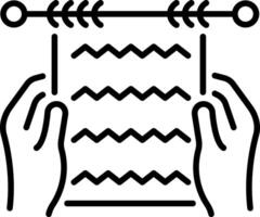 Knitting with hands, a linear style icon vector