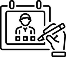 Sketching with hand icon in linear style vector