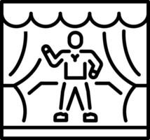 A character performing in a theatre, line icon vector