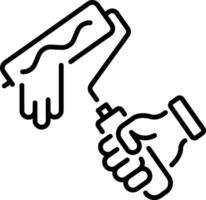 A linear style icon of a paint roller vector