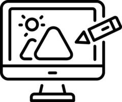 A linear style icon of a digital art vector