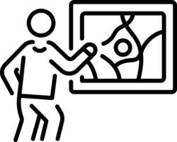 A character doing painting, line style icon vector