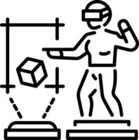 A character using vr technology, line style icon vector