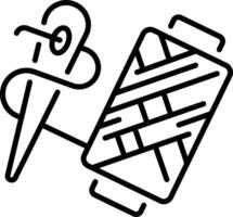 A linear style icon showing a thread reel vector