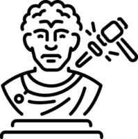 Statue main process icon in linear style vector